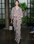 Brown And White Fancy Soft Satin Silk Kaftan Back View