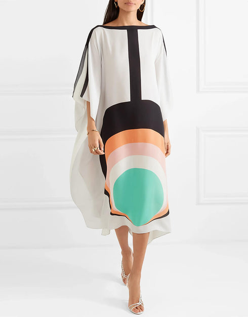 White Soft Silk Crepe Kaftan Closure View