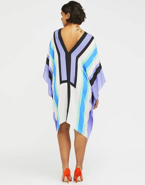 Multi Fancy Soft Silk Crepe Kaftan Back View