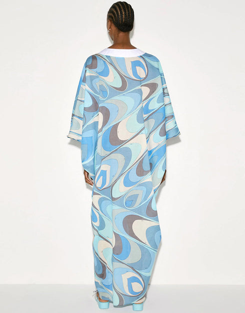 Sky Blue Cotton Blend Gown