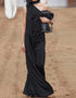 black viscose silk trendy designer party wear maxi dress dress digital printed work jsdc-7030-black Close-up View