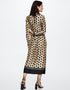 Trendy Designer Party Wear Attractive Calf Length Shirt Dress Skin Persian Silk Dress Side View