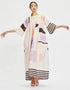 Beige Poly Rayon Cotton Kaftan Closure View