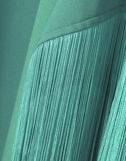 Turqouise Green High Neck Style Fringed Kaftans designer kaftan