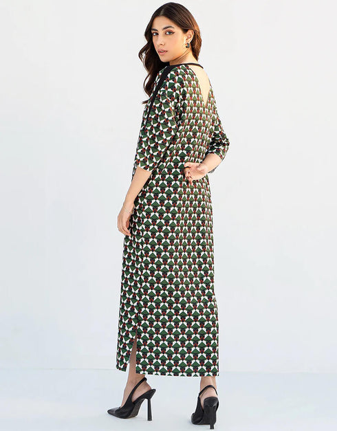 Lunar Green Latest Printed Maxi Dress designer kaftan