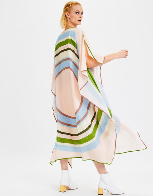 Beige Silk Crepe Kaftan