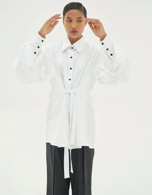 white natural poplin cotton trendy designer party wear top suit digital printed work jsdc-7031 Side View
