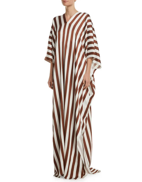 Brown And White Fancy Soft Satin Silk Kaftan womens kaftan