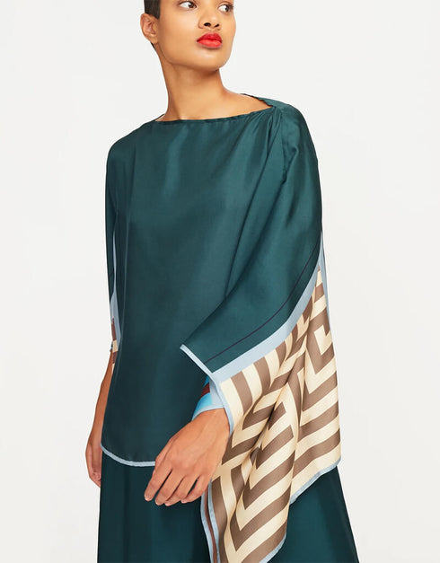 Teal Fancy Soft Satin Silk Kaftan Co-Ord Set Back View