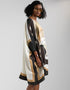 Beige & Black Silk Crepe Kaftan Closure View
