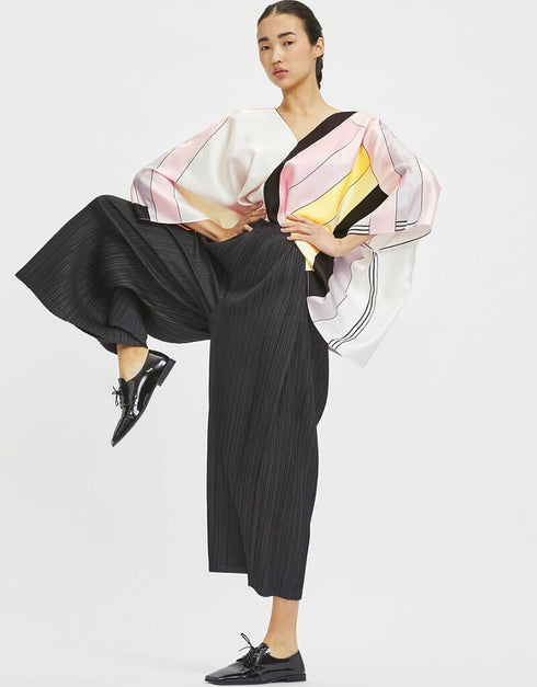 Black And White Fancy Soft Satin Silk Kaftan Co-Ord Set Back View