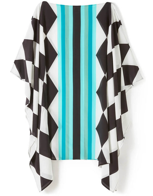 Black And White Fancy Soft Silk Crepe Kaftan maxi kaftan