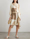 Beige & White Soft Satin Silk Kaftan