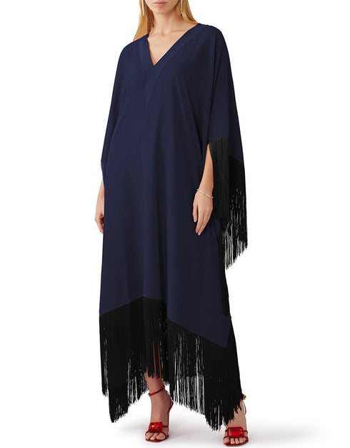 Navy Blue Heavy Designer Heavy Maxi Dress Closure View
