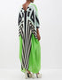 Designer Party Wear Belt Style Kaftan Maxi Dress Green Silk Crepe Maxi Dress Back View