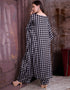 Designer Party Wear Readymade Co-Ords Set Black Satin Silk Pant Shirt Side View