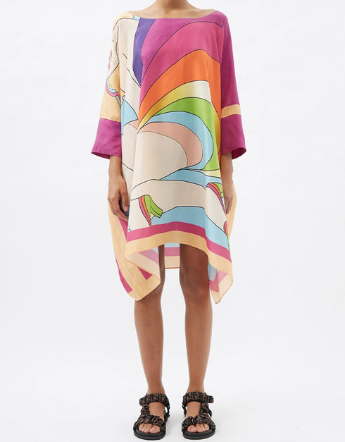 Beige & Black Silk Crepe Kaftan Buy pretty Kaftan