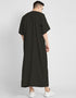 Black Thobes Cotton Blend Plain Solid Work Closure View