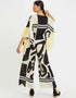 Black Fancy Soft Silk Crepe Kaftan Co-Ord Set casual kaftan