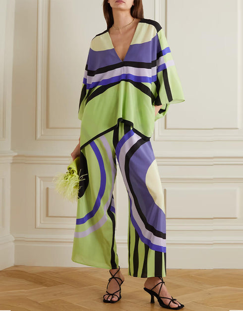 Light Green Silk Crepe Kaftan Closure View