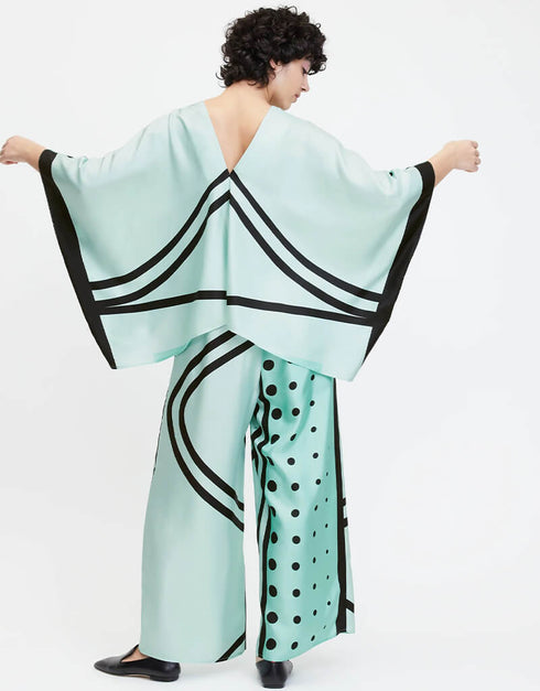 Light Mint Green & Black Soft Satin Silk Kaftan casual kaftan