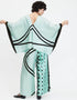 Light Mint Green & Black Soft Satin Silk Kaftan casual kaftan