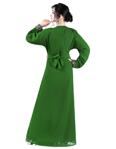 Latest Green Georgette Stone Embroidery Kaftan