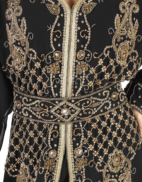 Amazing Black Georgette Hand Zari Embroidery Kaftan