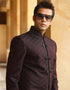 wine Indo western Premium Silk Brocade Pant Closure View