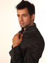 black Indo western artificial silk Pant Closure View