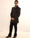 black Indo western artificial silk Pant