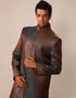 rama green with marron Indo western silk tanchoi Patiyala Closure View