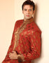 Maroon Indo western Shimmer Brocade Chudidaar Closure View