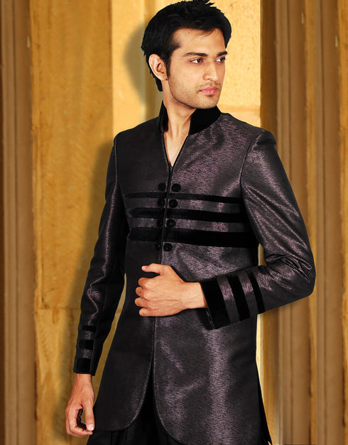 Imperial Purple Indo western Corex Brocade Chudidaar