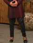 Maroon With Black Indo western Dupion Tanchoi Chudidaar Closure View