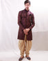Purple Indo western Cotton Silk Brocade Dhoti