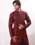 Burgundy Indo western Kela Brocade Dhoti Closure View