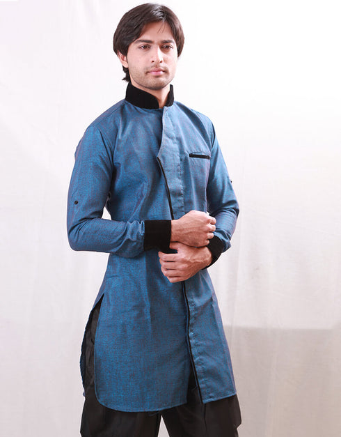 Winter Blue Indo western Linen Dhoti