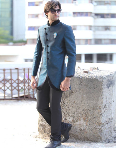 Evening Blue Indo western Premium Silk Pant