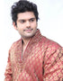 Maroon Kurta Silk Brocade Dhoti Closure View