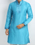 Cool Blue Kurta Art Silk Chudidaar Closure View
