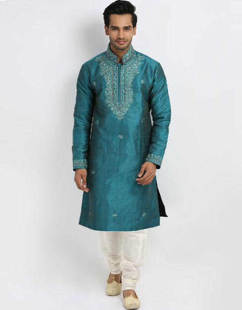 Light Blue Kurta Art Silk Chudidaar