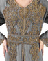 Modest Grey Georgette Pearl Embroidery Kaftan