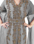 Muslim Grey Georgette Pearl Embroidery Kaftan