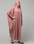 Arabic Smoking Sleeve Tie at Back Ready To Wear Instant Full Size knits JiIbab In Mouve pink Close-up View