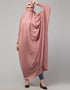 Arabic Smoking Sleeve Tie at Back Ready To Wear Instant Full Size knits JiIbab In Mouve pink Front View