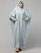 Islamic Smoking Sleeve Tie at Back Ready To Wear Instant Full Size knits JiIbab In Sky sage Front View