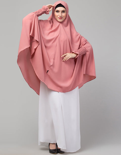 Pink Matt Nida Head Covers Hijab Close-up View