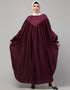 Women Yoke and Gathered Front and Back Pleated sleeve Free size Kaftan abaya Front View
