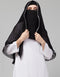 Black With Grey Polyester Georgette Head Covers Hijab Front View